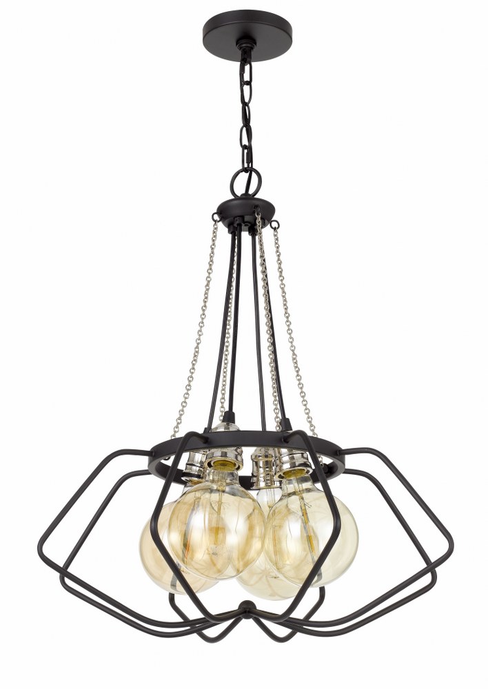 Cal Lighting-FX-3750-4-Laude-4 Light Chandelier in Lifestyle Style-22 Inches Wide by 25 Inches High Black/Chrome Finish