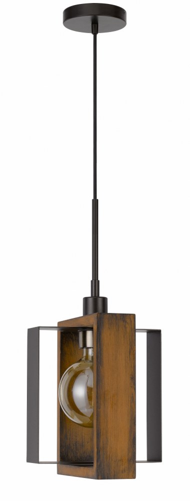 Cal Lighting-FX-3755-1-Agrigento-1 Light Pendant in Lifestyle Style-9 Inches Wide by 21.5 Inches High Wood/Black Finish