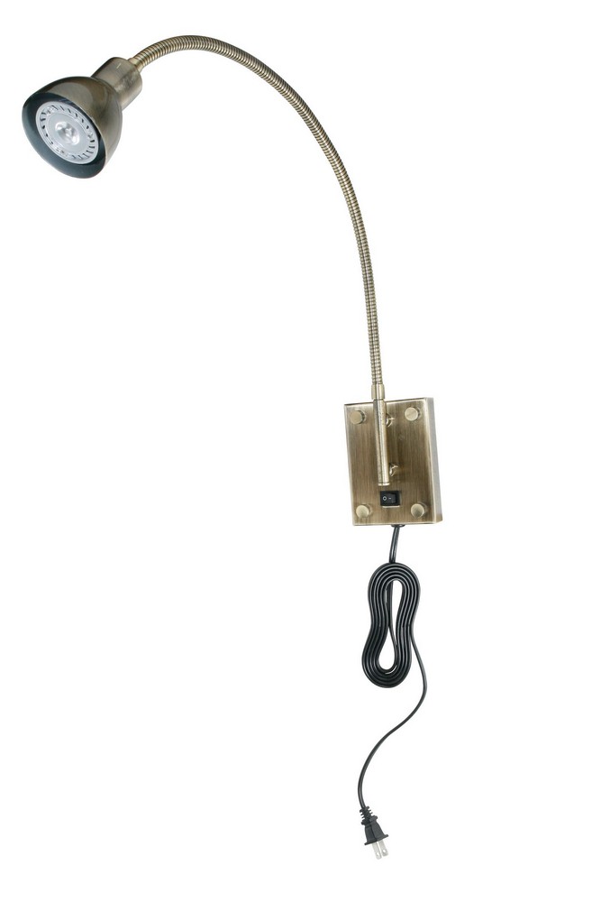 Cal Lighting-BO-119-AB-LED Wall Sconce with Gooseneck Arm Antique Brass  Rust Finish with Metal Shade