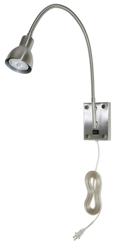 Cal Lighting-BO-119-BS-LED Wall Sconce with Gooseneck Arm   Brushed Steel Finish with Metal Shade