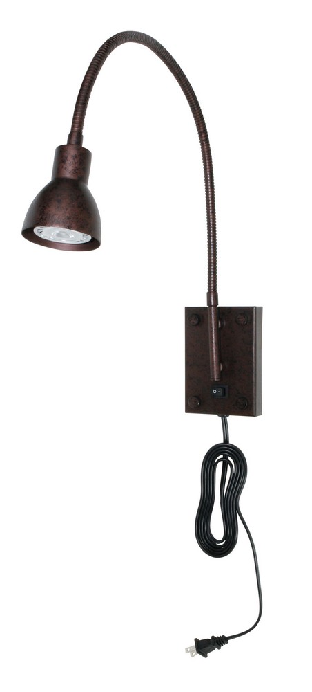 Cal Lighting-BO-119-RU-LED Wall Sconce with Gooseneck Arm   Rust Finish with Metal Shade