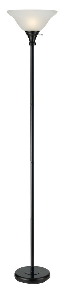 Cal Lighting-BO-213-BK-One Light Torchiere-13 Inches Wide by 70 Inches High Black White Finish with Amber Scavo Glass