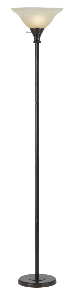 Cal Lighting-BO-213-RU-One Light Torchiere-13 Inches Wide by 70 Inches High   Rust Finish with Amber Scavo Glass