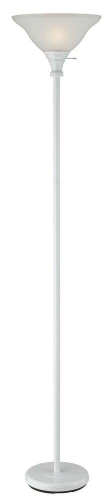 Cal Lighting-BO-213-WH-One Light Torchiere-13 Inches Wide by 70 Inches High White White Finish with Amber Scavo Glass