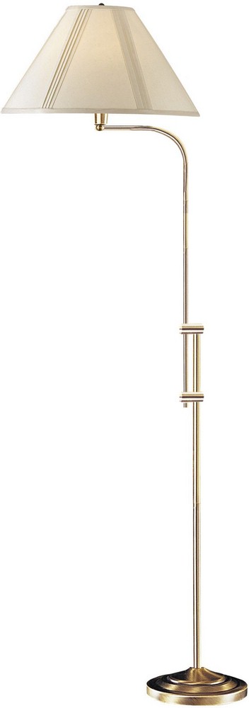 Cal Lighting-BO-216-AB-Universal-One Light Pharmacy Floor Lamp with Adjustable Pole-4.9 Inches Wide by 27.4 Inches High Antique Brass Antique Brass /Off white shade