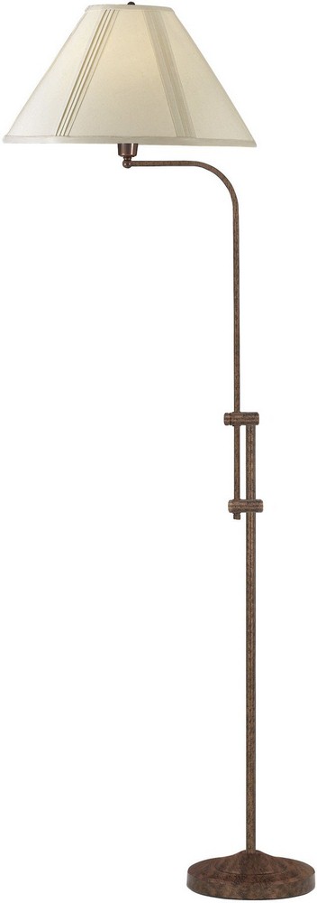 Cal Lighting-BO-216-RU-Universal-One Light Pharmacy Floor Lamp with Adjustable Pole-4.9 Inches Wide by 27.4 Inches High Rust Antique Brass /Off white shade