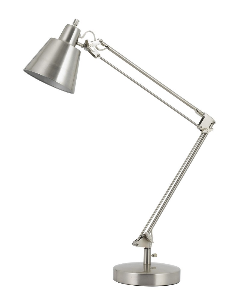 Cal Lighting-BO-2165TB-BS-Udbina-One Light Desk Lamp with Adjustable Arm and Swivel Head-7 Inches Wide by 27 Inches High Brushed Steel Brushed Steel Finish