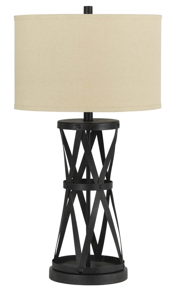 Cal Lighting-BO-2182TB-Passo-One Light Table Lamp-8.5 Inches Wide by 29.5 Inches High   Dark Bronze Finish with Cream Fabric Shade