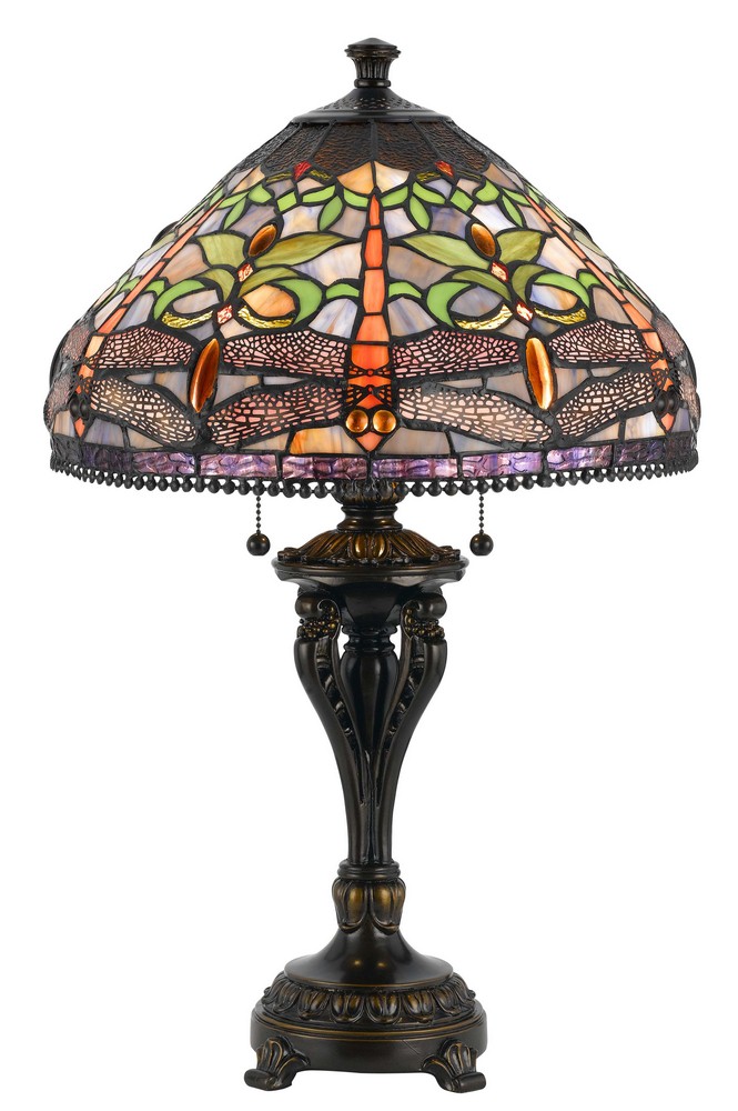 Table Lamp Bronze Glass Cal