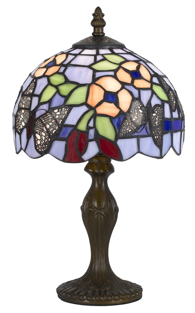 Cal Lighting-BO-2378AC-One Light Accent Lamp   Antique Brass Finish with Tiffany Glass