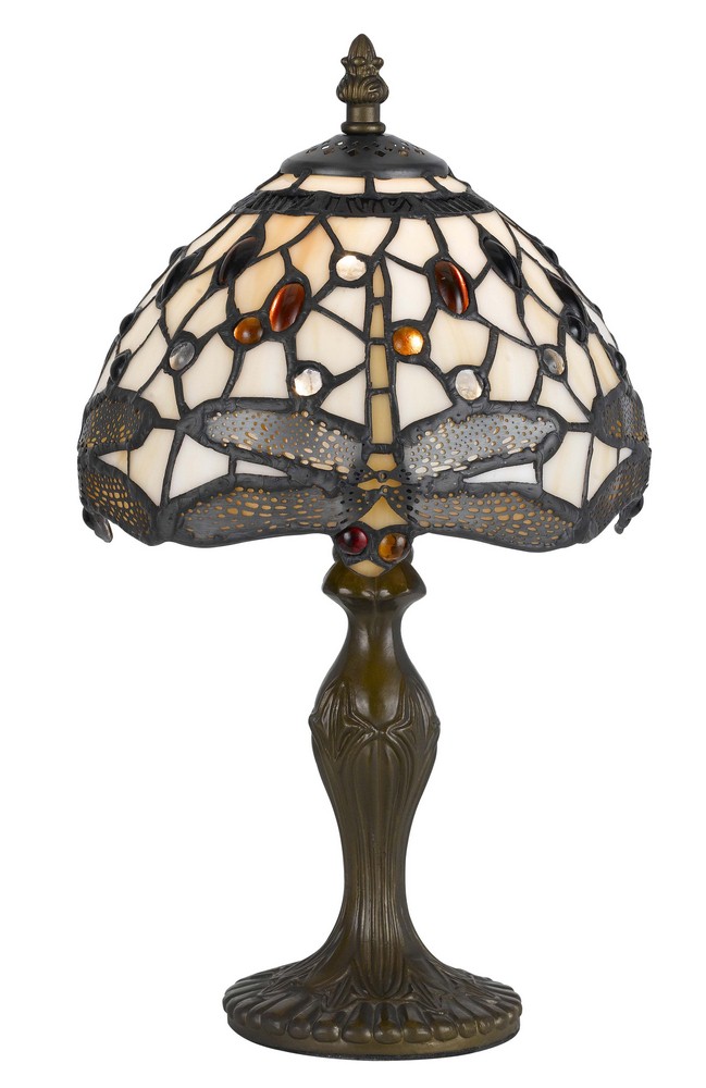 Cal Lighting-BO-2380AC-One Light Accent Lamp Antique Brass Finish with Tiffany Glass