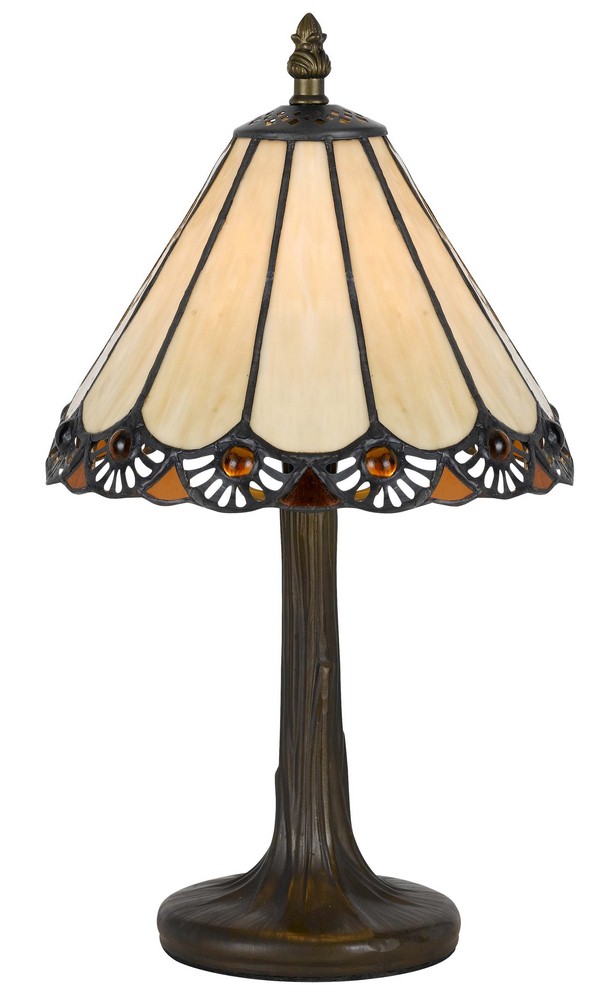 Cal Lighting-BO-2382AC-One Light Accent Lamp-4 Inches Wide by 13.5 Inches High Antique Brass Finish with Tiffany Glass