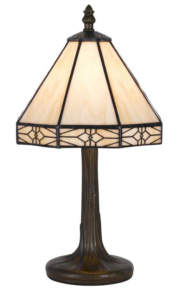 Cal Lighting-BO-2385AC-One Light Accent Lamp-3.94 Inches Wide by 13.5 Inches High   Antique Brass Finish with Tiffany Glass