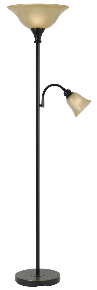Cal Lighting-BO-2391TR-DB-Two Light Torchiere with Gooseneck Reading Lamp-12 Inches Wide by 71 Inches High   Dark Bronze Finish