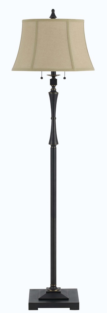 Cal Lighting-BO-2443FL-Madison-Two Light Floor Lamp-61 Inches High Oil Rubbed Bronze Finish with Burlap Shade