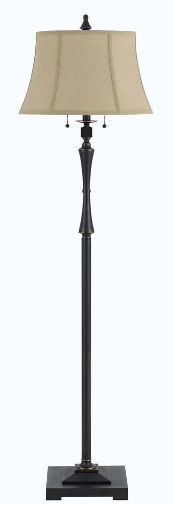 Cal Lighting-BO-2443FL-Madison-Two Light Floor Lamp-61 Inches High   Oil Rubbed Bronze Finish with Burlap Shade