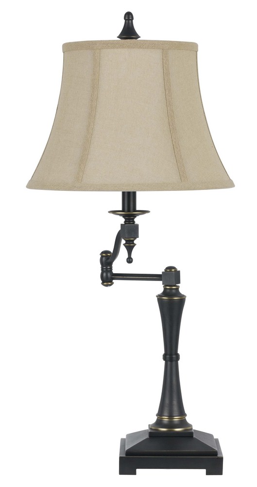 Cal Lighting-BO-2443SWTB-Madison-One Light Swing Arm Table Lamp-31 Inches High Oil Rubbed Bronze Finish with Burlap Shade
