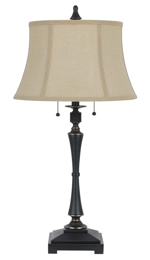 Cal Lighting-BO-2443TB-Madison-Two Light Table Lamp-31 Inches High Oil Rubbed Bronze Finish with Burlap Shade