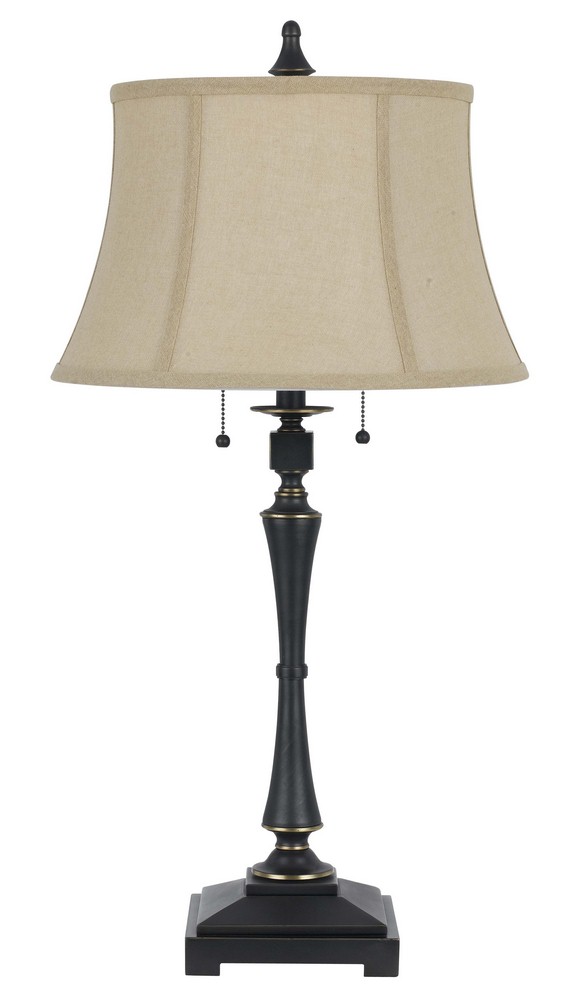 Cal Lighting-BO-2443TB-Madison-Two Light Table Lamp-31 Inches High   Oil Rubbed Bronze Finish with Burlap Shade