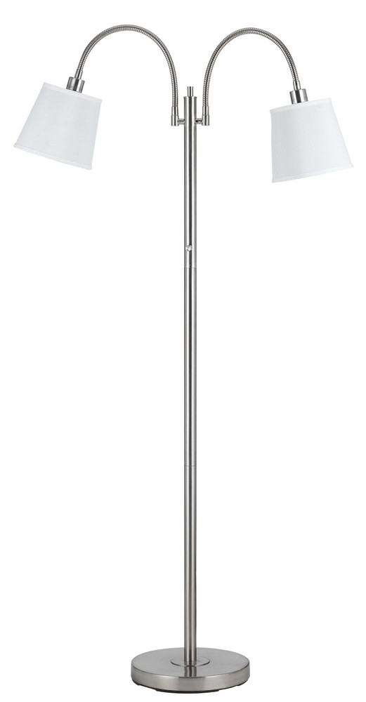 Cal Lighting-BO-2444FL-BS-Gail-Two Light Floor Lamp with Goose Neck-65 Inches High Brushed Steel Dark Bronze Finish with Metal Shade