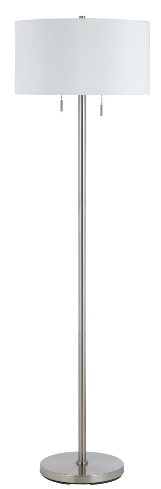 Cal Lighting-BO-2450FL-BS-Calais-Two Light Floor Lamp-59 Inches High Brushed Steel Dark Bronze Finish with Metal Shade