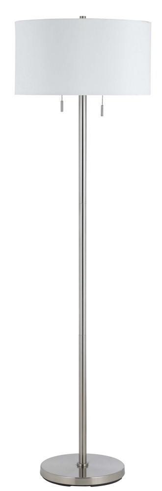 Cal Lighting-BO-2450FL-BS-Calais-Two Light Floor Lamp-59 Inches High Brushed Steel  Dark Bronze Finish with Metal Shade