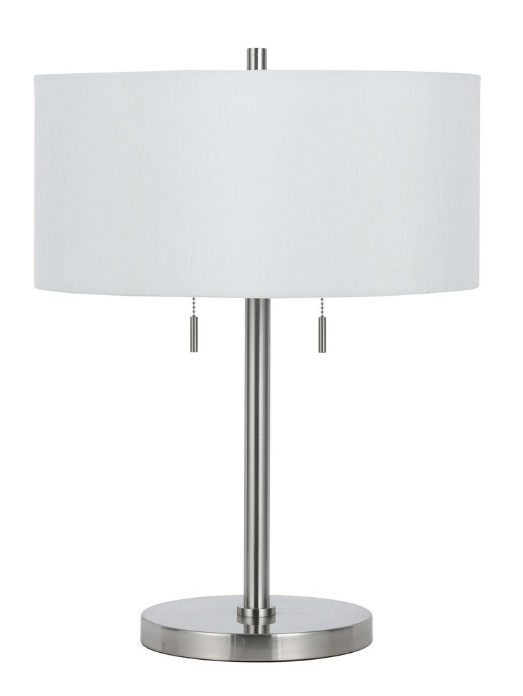 Cal Lighting-BO-2450TB-BS-Calais-Two Light Table Lamp-22.5 Inches High Brushed Steel Finish with Metal Shade