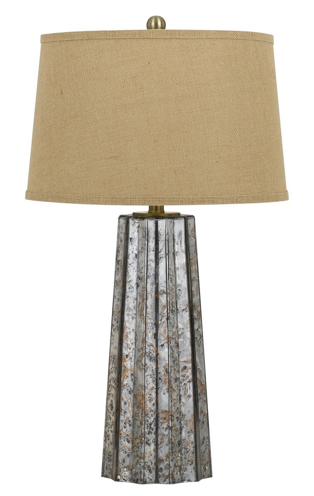 Cal Lighting-BO-2635TB-Bradenton-One Light Table Lamp-7.5 Inches Wide by 29.5 Inches High Antique Mirror Finish with Brown Linen Shade
