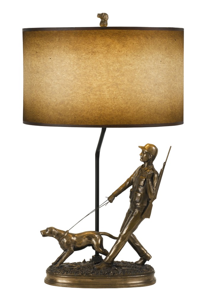 Cal Lighting-BO-2660TB-Lodge-One Light Hunter Table Lamp-18 Inches Wide by 30.25 Inches High   Cast Bronze Finish with Antique Shade