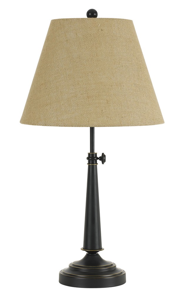 Cal Lighting-BO-2671TB-One Light Table Lamp in Transitional Style-15 Inches Wide by 25 Inches High   Dark Bronze Finish with Burlap Fabric Shade