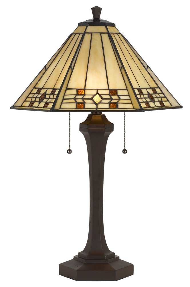 Cal Lighting-BO-2676TB-Two Light Table Lamp-16 Inches Wide by 26 Inches High Matt Black Finish with Tiffany Glass