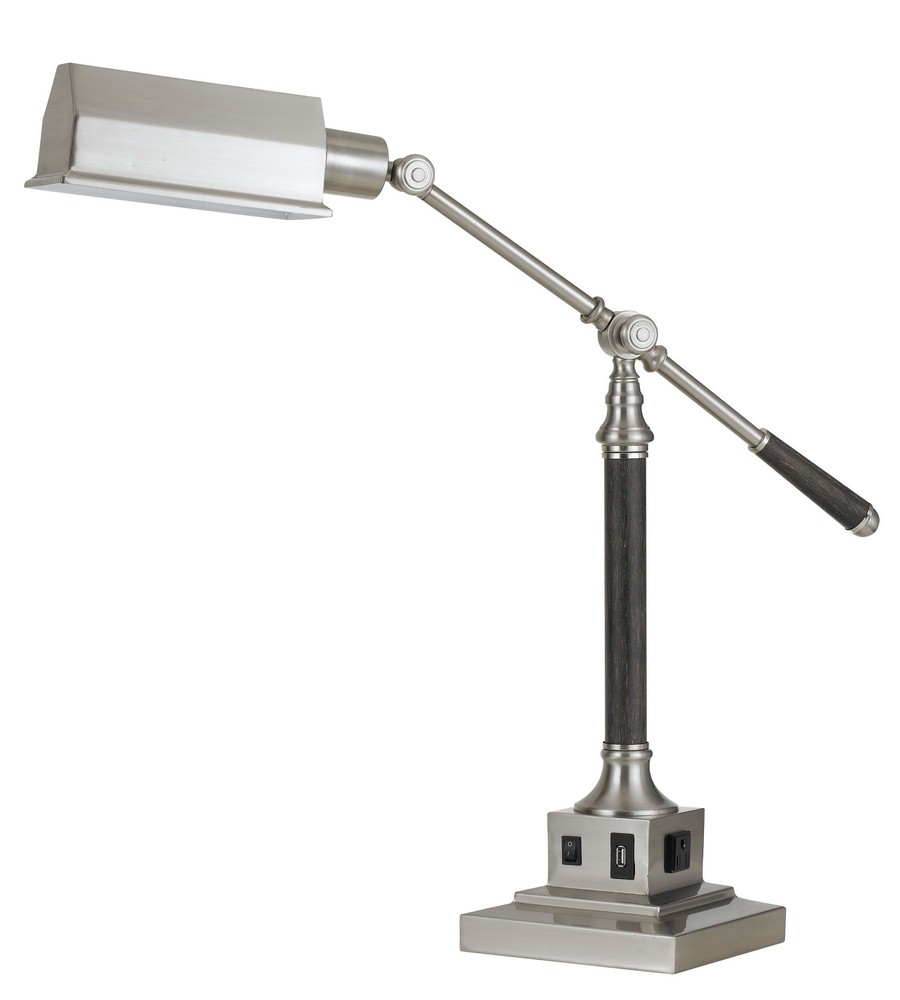 Cal Lighting-BO-2687DK-Angleton-One Light Table Lamp-31.25 Inches Wide by 28.5 Inches High Brushed Steel/wood Finish