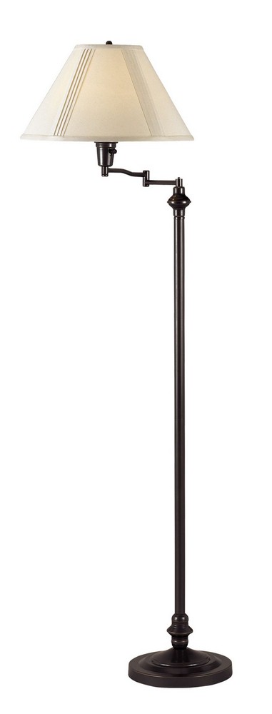 Cal Lighting-BO-314-DB-One Light Swing Arm Floor Lamp with Base-10 Inches Wide by 59 Inches High Dark Bronze Finish with Cream Linen Shade