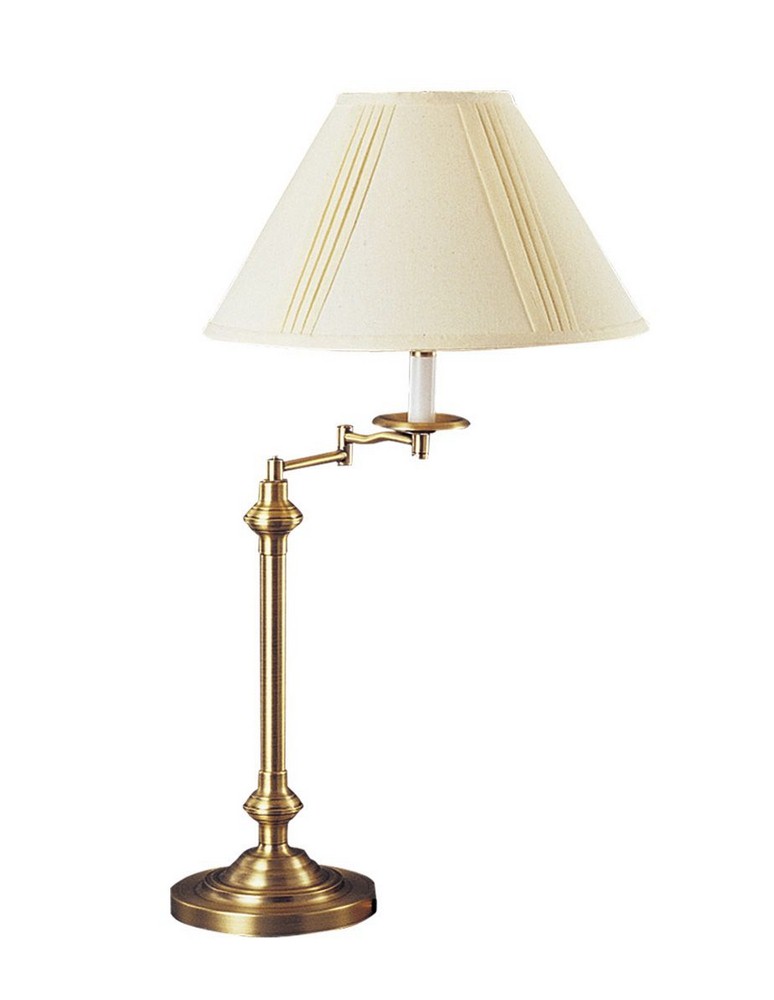 Cal Lighting-BO-342-AB-Elizabethe-One Light Swing Arm Table Lamp-16.4 Inches Wide by 14.8 Inches High Antique Brass Antique Brass - Mushroom Pleated Shade