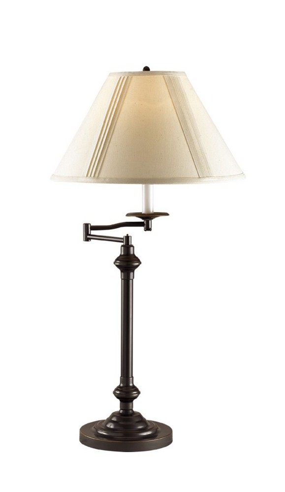 Cal Lighting-BO-342-DB-Elizabethe-One Light Swing Arm Table Lamp-16.4 Inches Wide by 14.8 Inches High Dark Bronze Antique Brass - Mushroom Pleated Shade