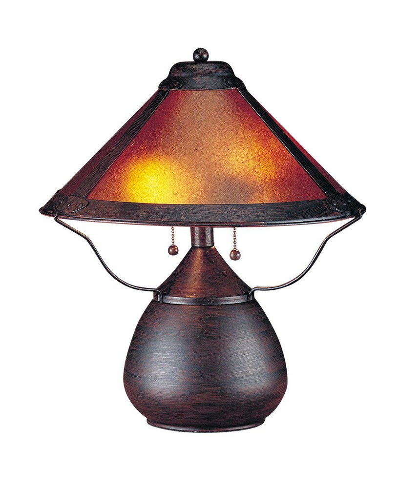 Cal Lighting-BO-464-Two Light Table Lamp-5.25 Inches Wide by 17 Inches High Rust Finish with Mica Glass