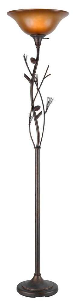 Cal Lighting-BO-961TR-Elizabethe-One Light Torcherie-9.8 Inches Wide by 29.3 Inches High Willow Finish with Glass Shade
