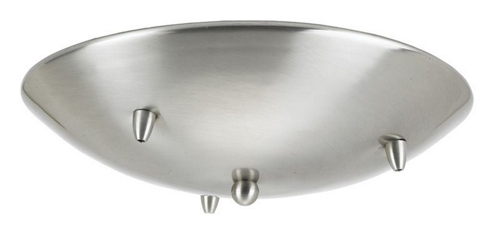 Cal Lighting-CP-3R-LOW-BS-Accessory-3-Port Low-Voltage Round Canopy-11 Inches Wide   Brushed Steel Finish