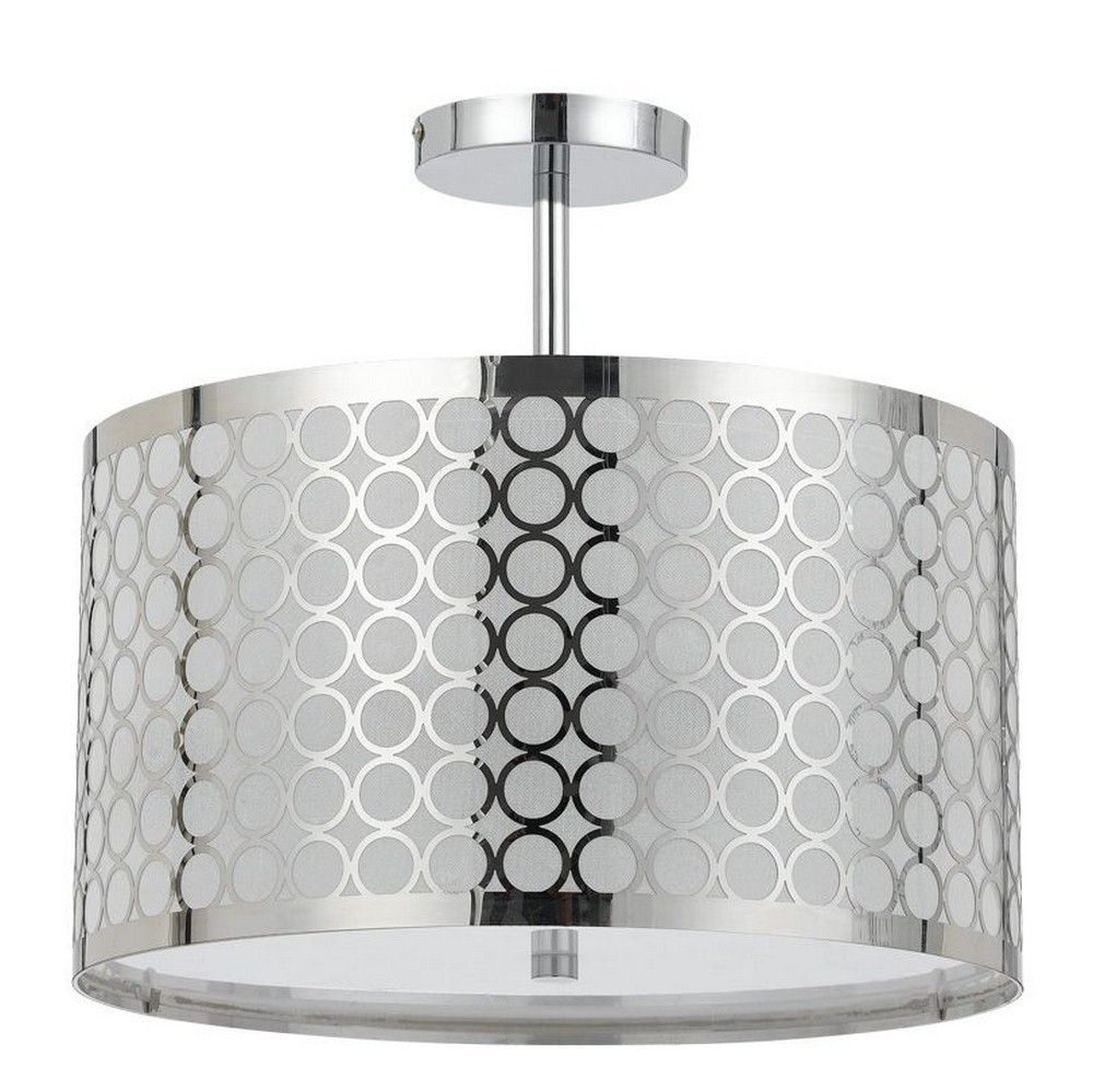 Cal Lighting-FX-2293/1C-Madrid-Three Light Semi-Flush Mount-15.75 Inches Wide by 14.75 Inches High   Chrome Finish with Opal Glass