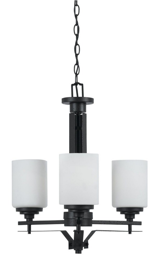 Cal Lighting-FX-3505/3-Judson-Three Light Chandelier-20 Inches Wide by 21 Inches High   Textured Black Finish with Opal Glass