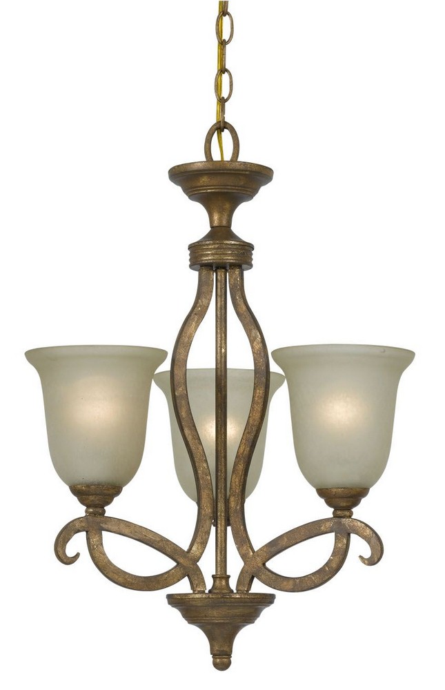 Cal Lighting-FX-3512/3-Emmett-Three Light Chandelier-18 Inches Wide by 22 Inches High   Vintage Gold Finish with Opal Glass