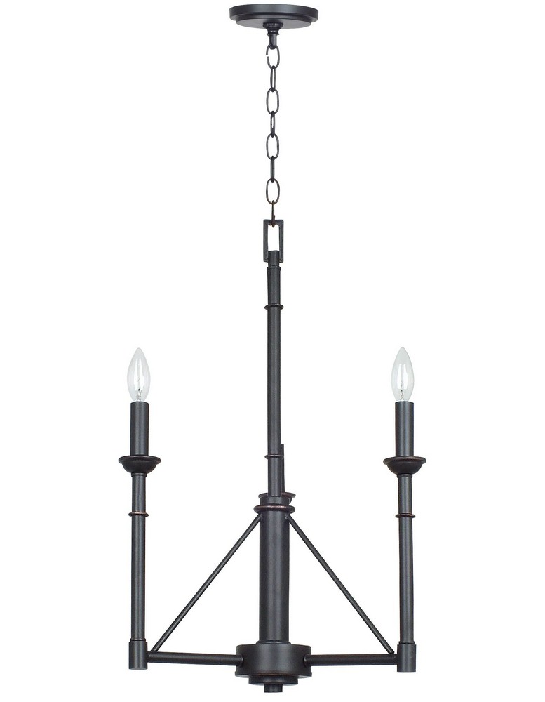 Cal Lighting-FX-3516/3-Monclova-Three Light Chandelier-18 Inches Wide by 25.5 Inches High   Industrial Bronze Finish