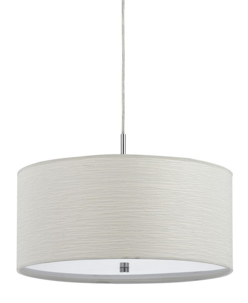 Cal Lighting-FX-3524/1P-Nianda-Two Light Pendant-18 Inches Wide by 8.25 Inches High Casual White Clear/Linen Finish with Opal Glass