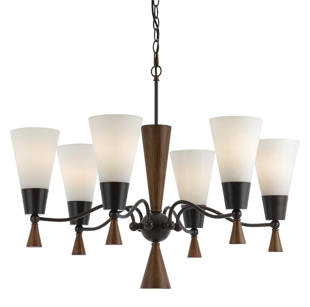 Cal Lighting-FX-3528/6-Six Light Chandelier-28 Inches Wide by 26 Inches High   Mahogany Finish with Verona Glass