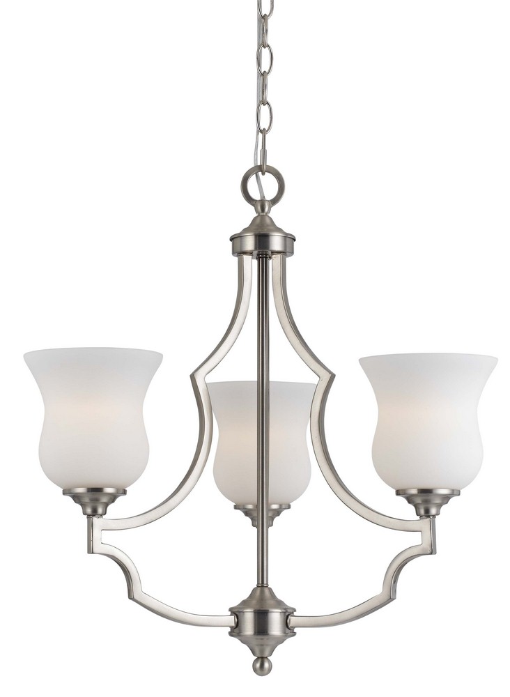 Cal Lighting-FX-3531/3-Barrie-Three Light Chandelier-22 Inches Wide by 22 Inches High   brushed steel Finish