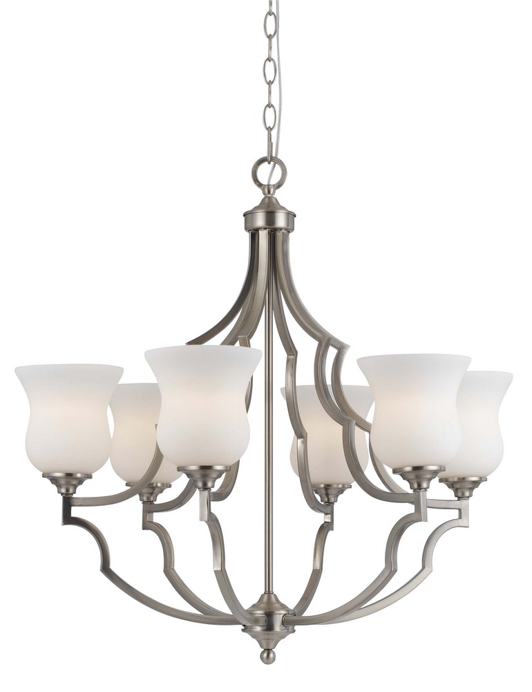 Cal Lighting-FX-3531/6-Barrie-Six Light Chandelier-28 Inches Wide by 27 Inches High   brushed steel Finish