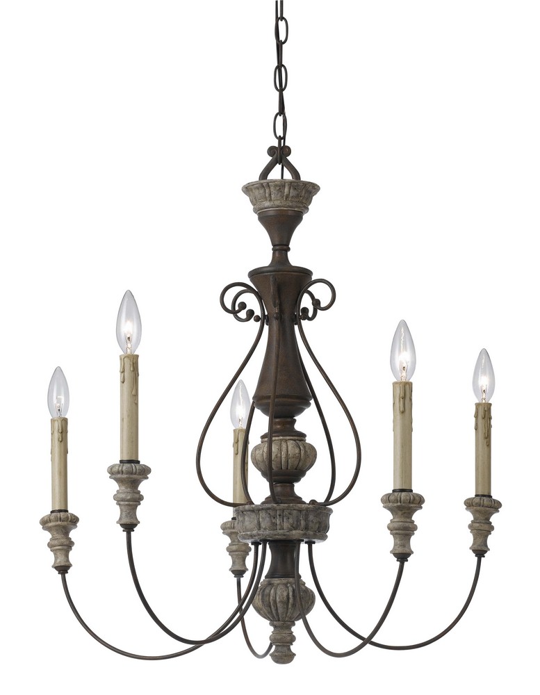 Cal Lighting-FX-3535/5-Williams-Five Light Chandelier-27 Inches Wide by 27 Inches High Rust/Dapple Gray Finish