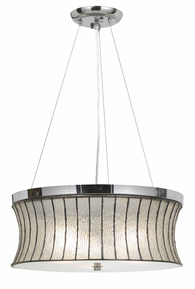 Cal Lighting-FX-3546/1P-Delray-Three Light Pendant-18 Inches Wide by 47 Inches High Chrome Finish with Frosted Glass