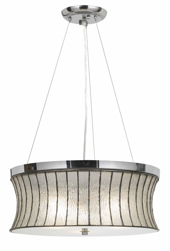 Cal Lighting-FX-3546/1P-Delray-Three Light Pendant-18 Inches Wide by 47 Inches High   Chrome Finish with Frosted Glass