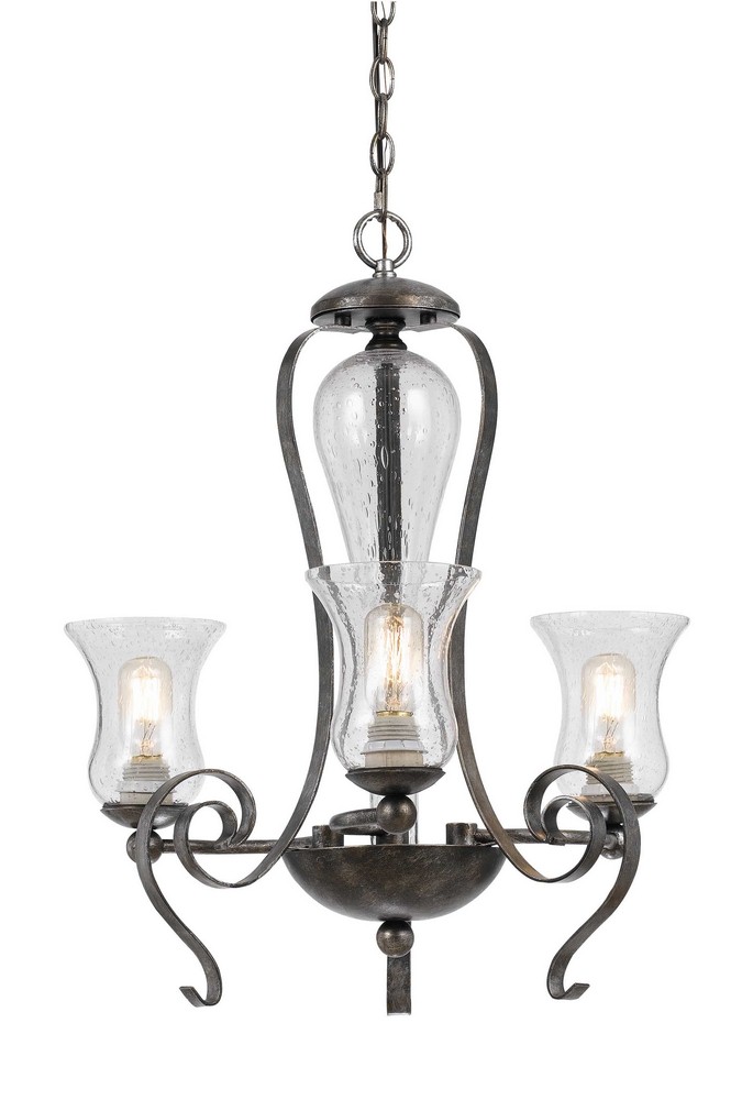 Cal Lighting-FX-3548/3-Classic-Three Light Chandelier-23.5 Inches Wide by 25 Inches High   Eternity Finish with Clear Glass